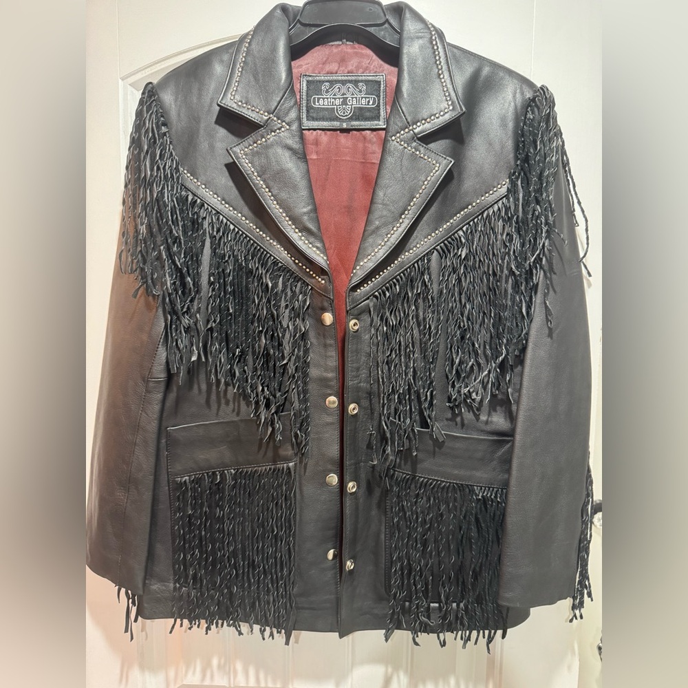 Leather Gallery Black Fringe Leather Jacket